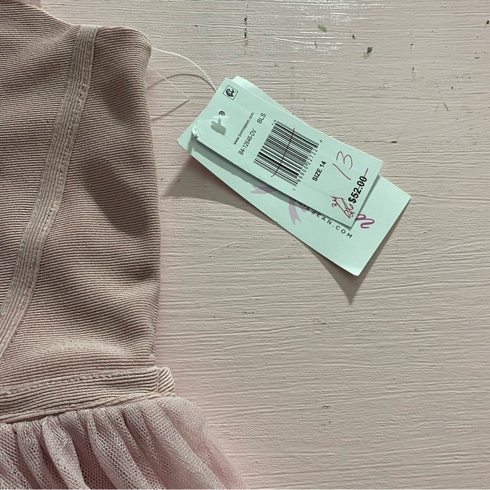 NWT Bonnie Jean Sparkly Dress Mesh Top Sleeveless Horsehair Ruffle Bottom 14 - Picture 12 of 13